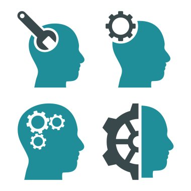 Beyin düz vektör simgeler araçları