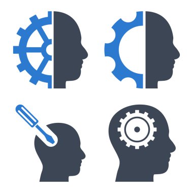 Beyin düz vektör simgeler araçları