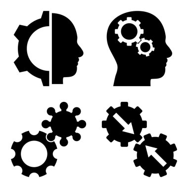 Akıl-düz vektör simgeler vites