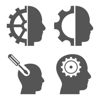 Beyin düz vektör simgeler araçları