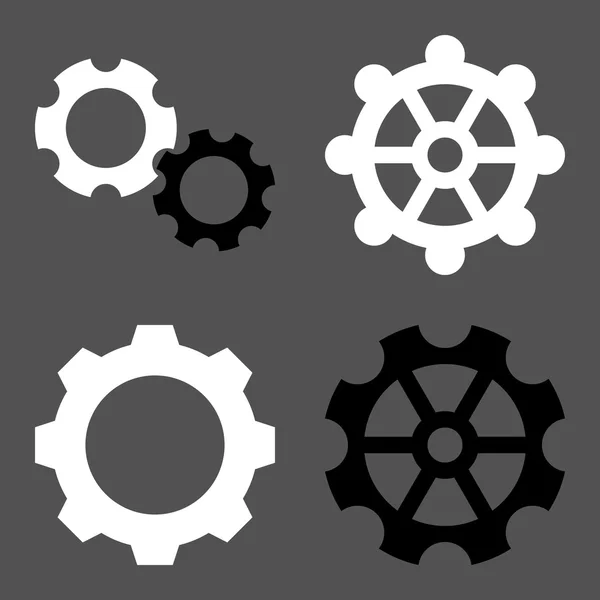 Engrenagens ícones vetores planos —  Vetores de Stock