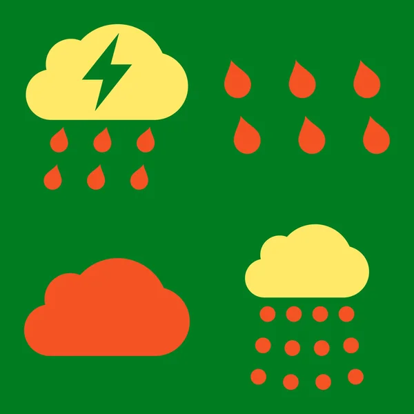 Icônes vectorielles plates de pluie — Image vectorielle