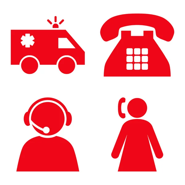 Emergency Operator Flat Vector Icons — Stock Vector