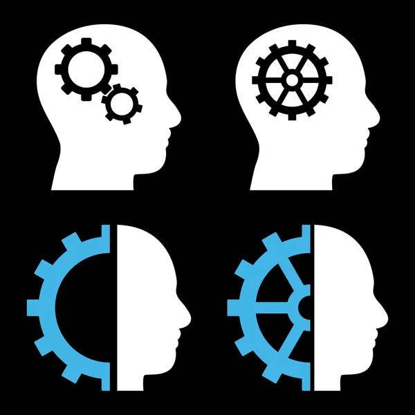 Intellect Gears Flat Vector Icons — Stock Vector
