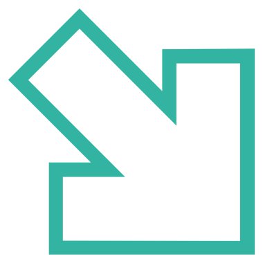 Kontur vektör simgesi doğru aşağı ok