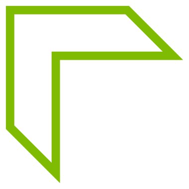 Ok ucu sol yukarı kontur vektör simgesi