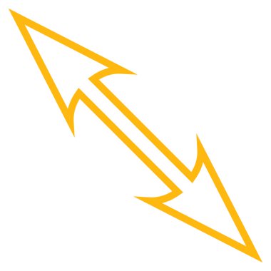 Boyutu ok çapraz anahat vektör simgesi