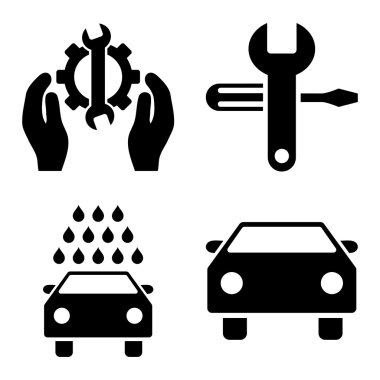 Araba Servisi düz vektör simgeler