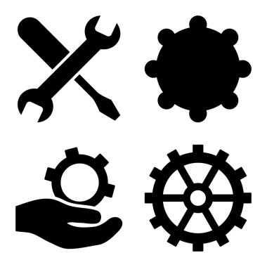 Servis araçları düz vektör simgeler