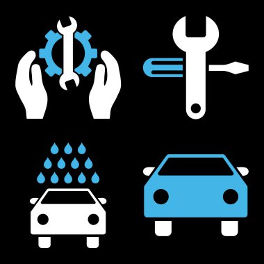 Araba Servisi düz vektör simgeler