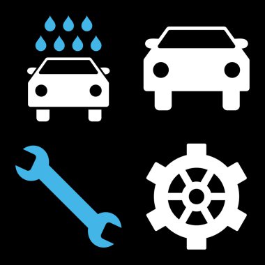 Araba Servisi düz vektör simgeler