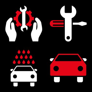 Araba Servisi düz vektör simgeler