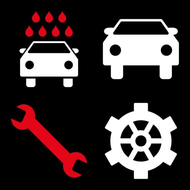 Araba Servisi düz vektör simgeler