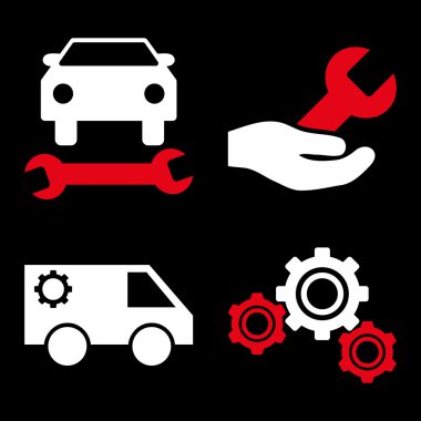 Araba Servisi düz vektör simgeler