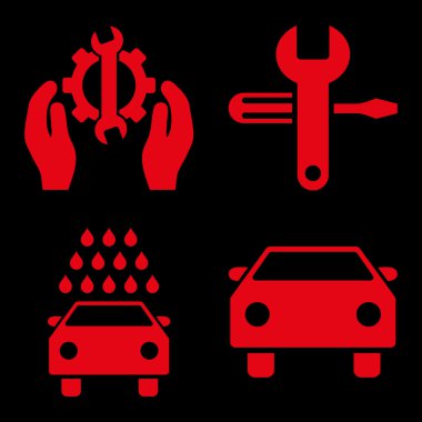 Araba Servisi düz vektör simgeler