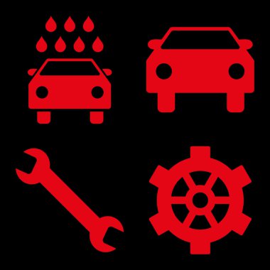 Araba Servisi düz vektör simgeler