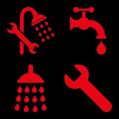 Düz vektör simgeler sıhhi tesisat araçları