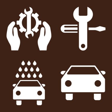 Araba Servisi düz vektör simgeler