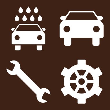 Araba Servisi düz vektör simgeler