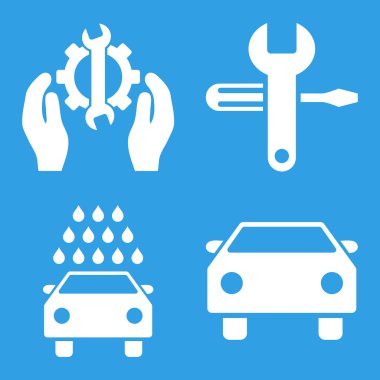 Araba Servisi düz vektör simgeler