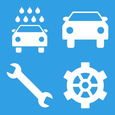Araba Servisi düz vektör simgeler