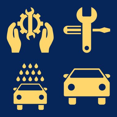 Araba Servisi düz vektör simgeler