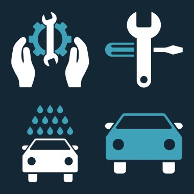 Araba Servisi düz vektör simgeler