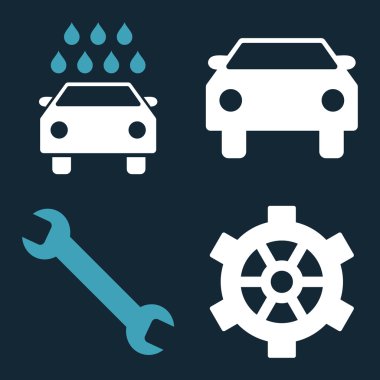 Araba Servisi düz vektör simgeler