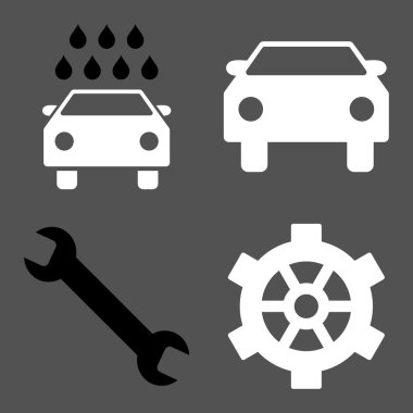 Araba Servisi düz vektör simgeler