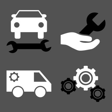Araba Servisi düz vektör simgeler