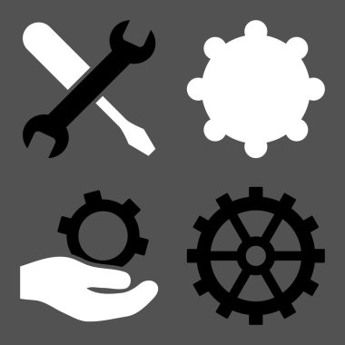 Servis araçları düz vektör simgeler