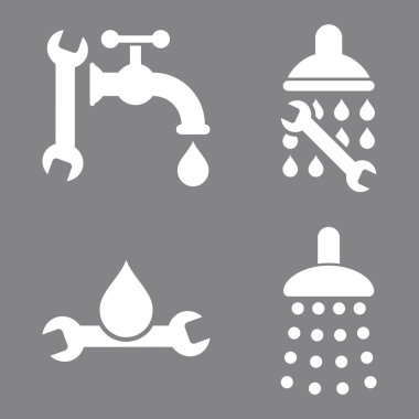 Düz vektör simgeler sıhhi tesisat araçları