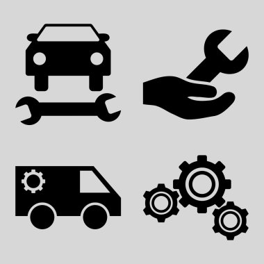 Araba Servisi düz vektör simgeler