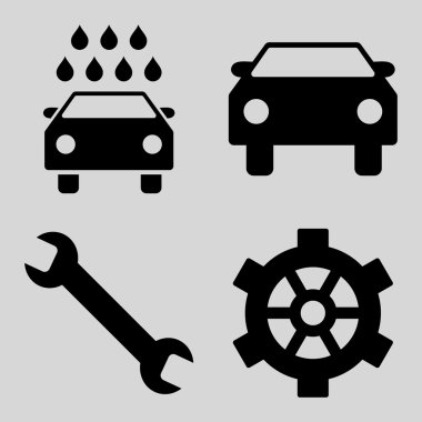 Araba Servisi düz vektör simgeler