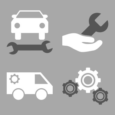 Araba Servisi düz vektör simgeler
