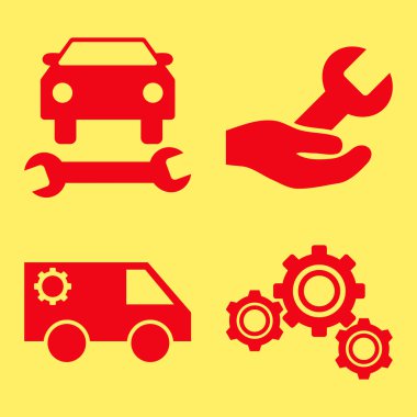 Araba Servisi düz vektör simgeler