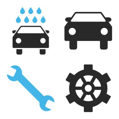 Araba Servisi düz vektör simgeler