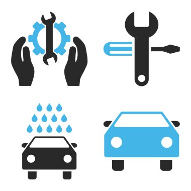 Araba Servisi düz vektör simgeler