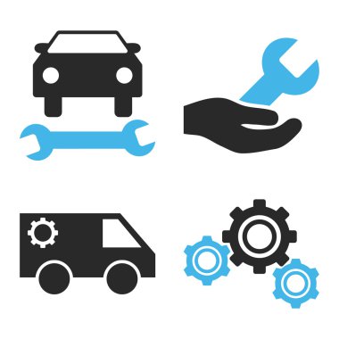 Araba Servisi düz vektör simgeler