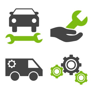 Araba Servisi düz vektör simgeler