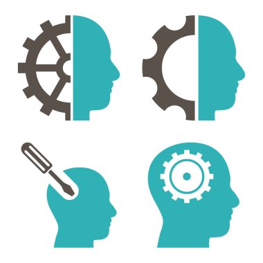 Beyin düz vektör simgeler araçları