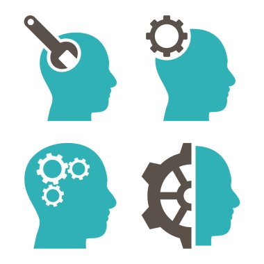 Beyin düz vektör simgeler araçları