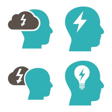 Beyin fırtınası düz vektör simgeler