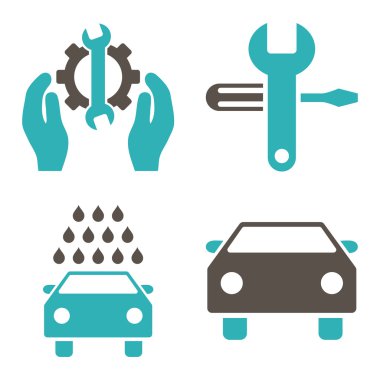 Araba Servisi düz vektör simgeler