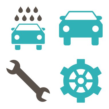Araba Servisi düz vektör simgeler
