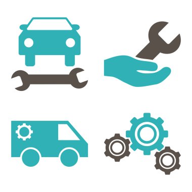 Araba Servisi düz vektör simgeler