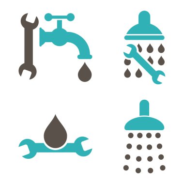 Düz vektör simgeler sıhhi tesisat araçları