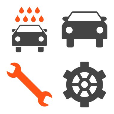 Araba Servisi düz vektör simgeler