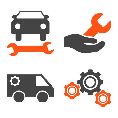 Araba Servisi düz vektör simgeler