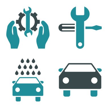 Araba Servisi düz vektör simgeler
